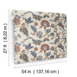 Monroe Navy by Ronald Redding Jacobean Floral Wallpaper- York Designer Series MX9621W