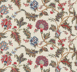 Ronald Redding Monroe Cherry wallpaper Jacobean floral pattern, 54 in x 27 ft bolt