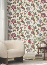 Monroe Cherry by Ronald Redding Traditional Jacobean Floral Wallpaper – York Designer Series MX9623W