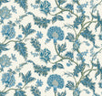 Ronald Redding Monroe wallpaper in blue with Jacobean floral branches.