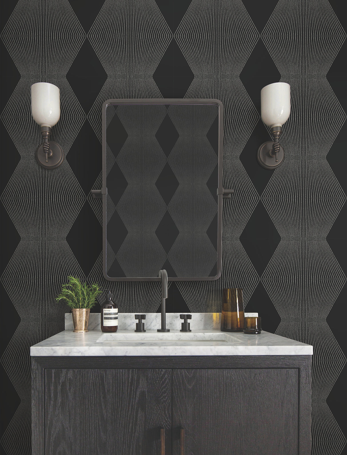 Diamond Legacy Black by Ronald Redding Geometric Wallpaper- York Designer Series MX9631