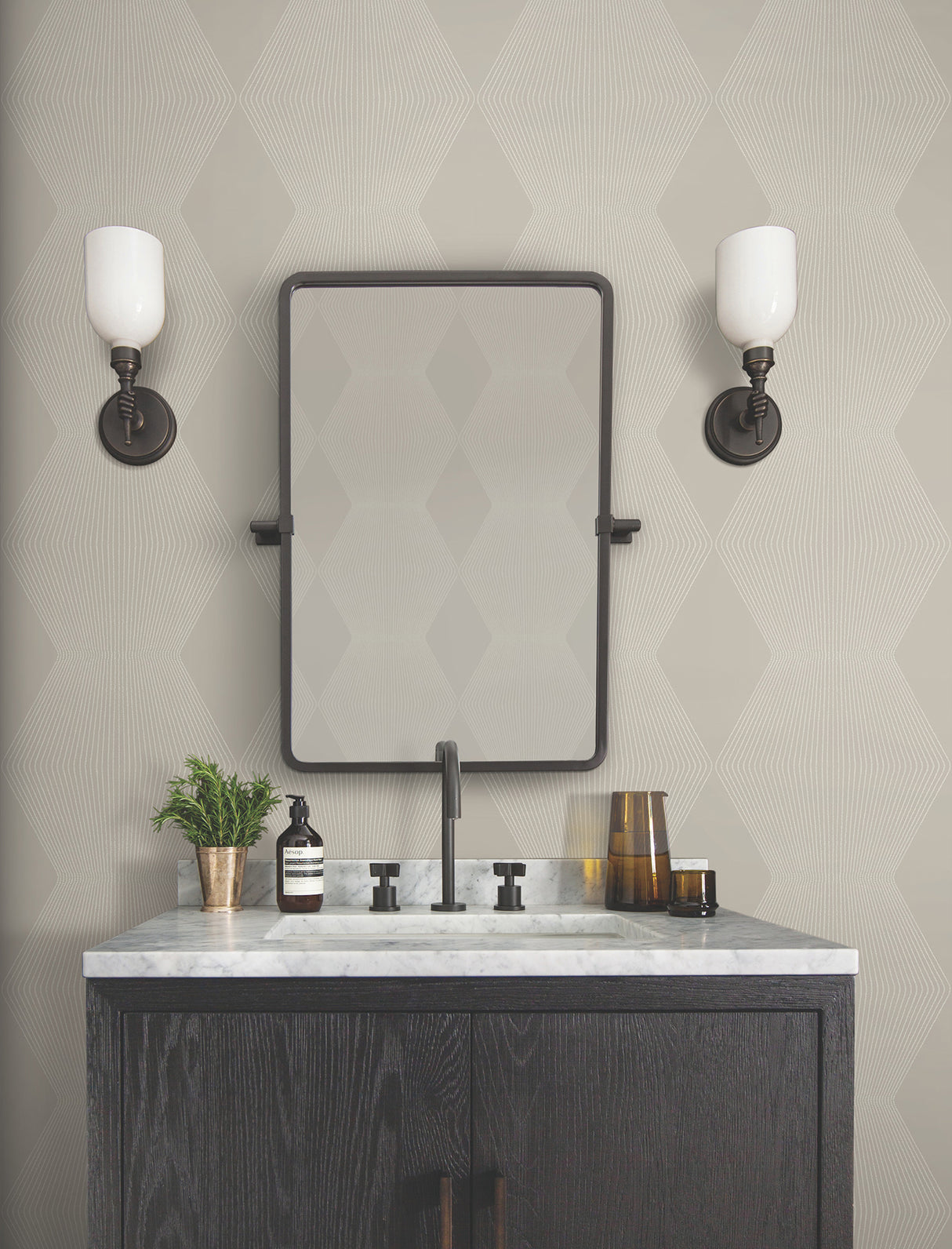 Diamond Legacy Taupe by Ronald Redding Geometric Wallpaper- York Designer Series MX9632