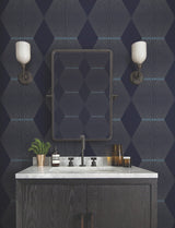 Diamond Legacy Navy by Ronald Redding Geometric Wallpaper- York Designer Series MX9635