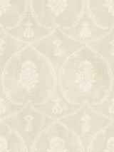 Royal Damask Beige Wallpaper by Ronald Redding - MX9641 Botanical Medallion Damask Pattern Close-Up