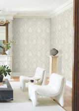 Royal Damask Soft Grey by Ronald Redding Damask Wallpaper – York Designer Series MX9642