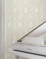 Royal Damask Soft Grey by Ronald Redding Damask Wallpaper – York Designer Series MX9642