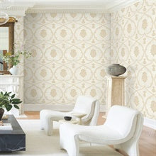 Royal Damask Soft Gold by Ronald Redding Damask Wallpaper – York Designer Series MX9643