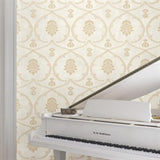 Royal Damask Soft Gold by Ronald Redding Damask Wallpaper – York Designer Series MX9643