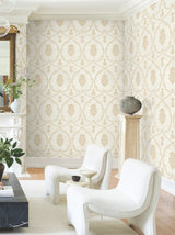 Royal Damask Soft Gold by Ronald Redding Damask Wallpaper – York Designer Series MX9643