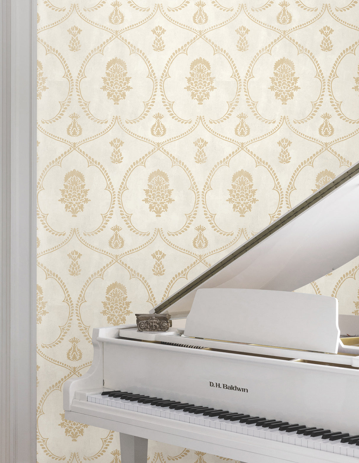 Royal Damask Soft Gold by Ronald Redding Damask Wallpaper – York Designer Series MX9643