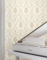 Royal Damask Soft Gold by Ronald Redding Damask Wallpaper – York Designer Series MX9643