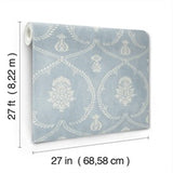 Royal Damask Blue by Ronald Redding Damask Wallpaper- York Designer Series MX9644