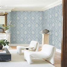 Royal Damask Blue by Ronald Redding Damask Wallpaper- York Designer Series MX9644