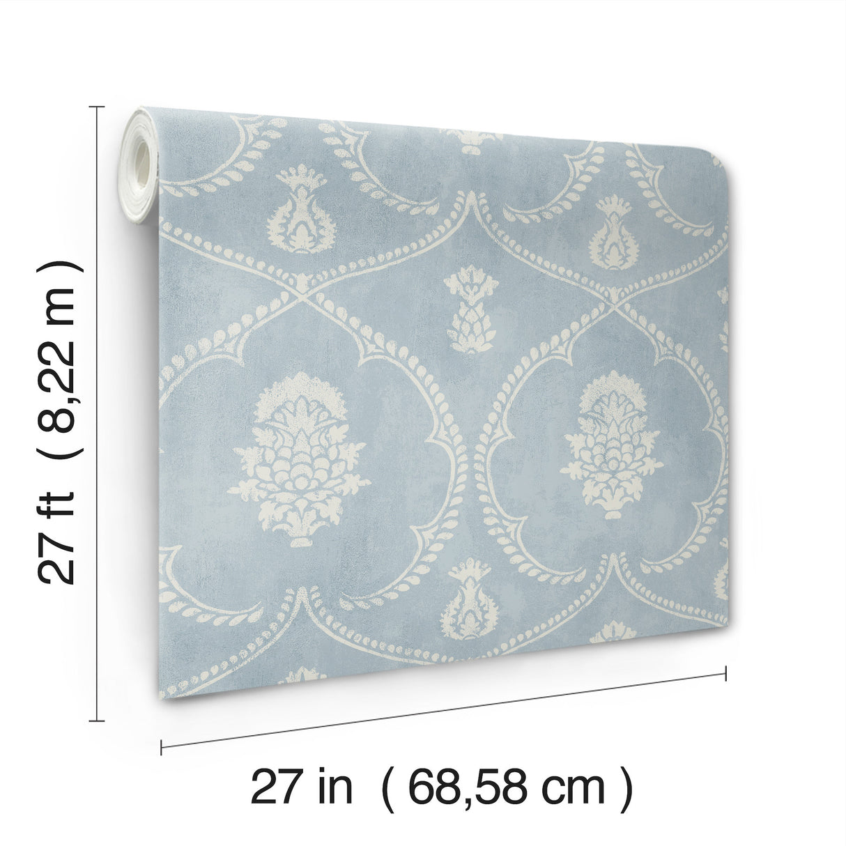 Royal Damask Blue by Ronald Redding Damask Wallpaper- York Designer Series MX9644