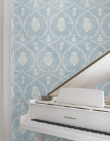 Royal Damask Blue by Ronald Redding Damask Wallpaper- York Designer Series MX9644