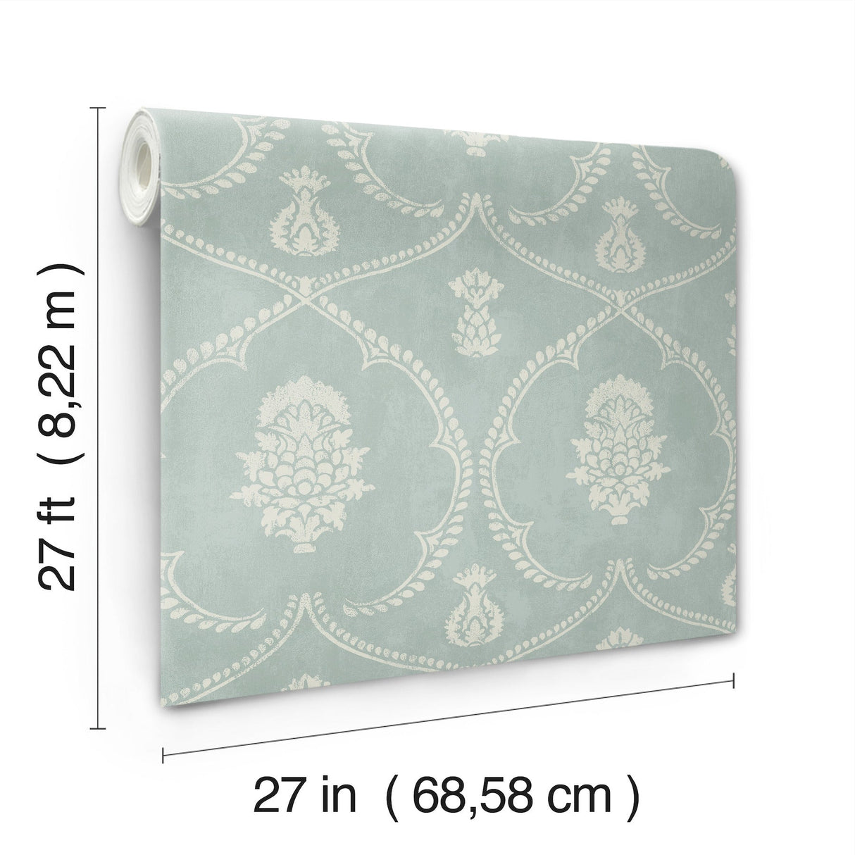 Royal Damask Jade by Ronald Redding Damask Wallpaper- York Designer Series MX9645