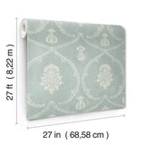 Royal Damask Jade by Ronald Redding Damask Wallpaper- York Designer Series MX9645