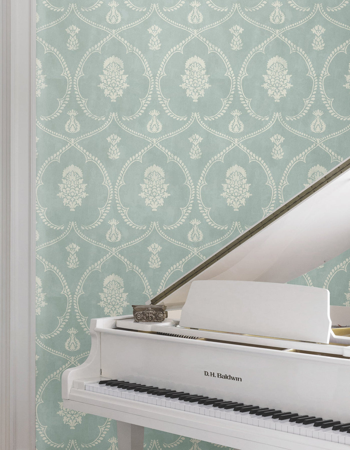 Royal Damask Jade by Ronald Redding Damask Wallpaper- York Designer Series MX9645