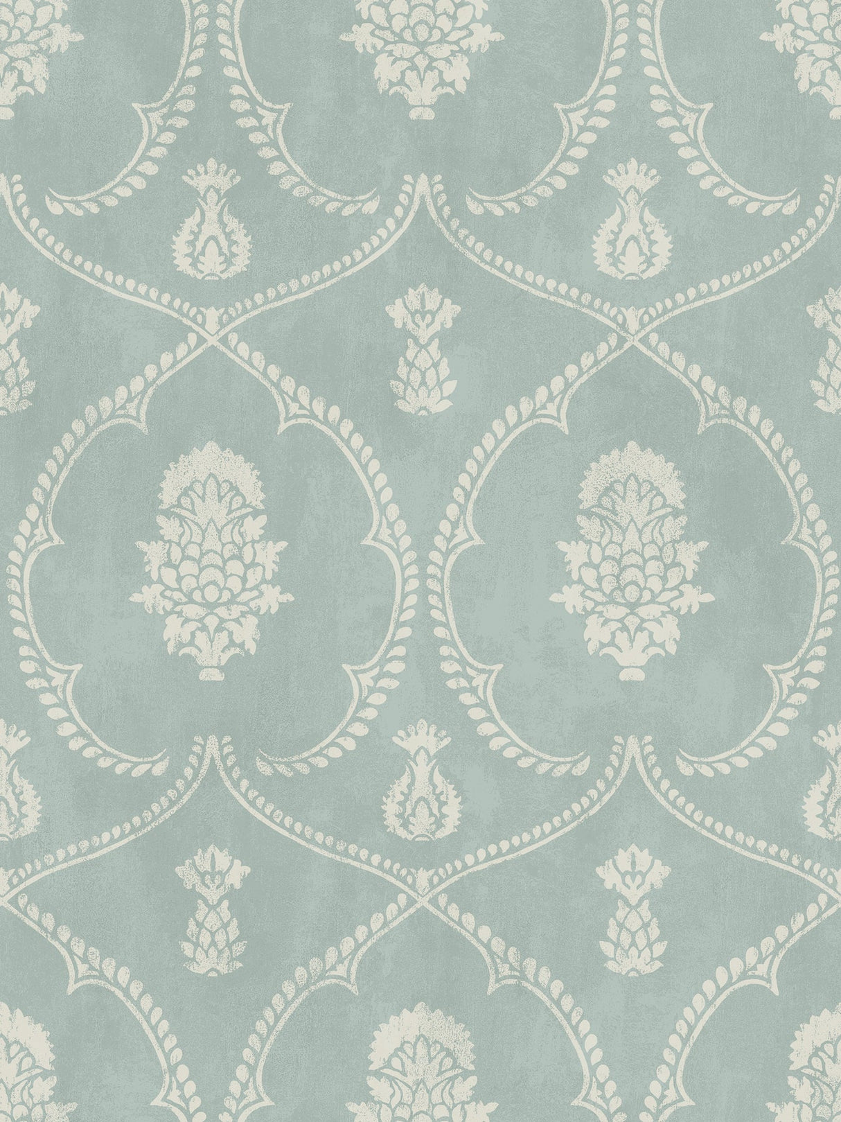 Royal Damask Jade wallpaper by Ronald Redding – sea green damask, 27 in x 27 ft roll
