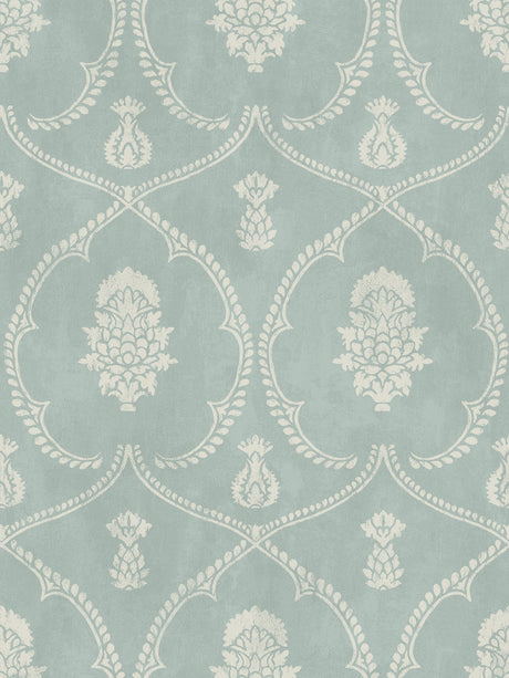 Royal Damask Jade wallpaper by Ronald Redding – sea green damask, 27 in x 27 ft roll