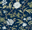 Courtyard Botanical Navy wallpaper pattern MX9652 with floral branches on a navy ground