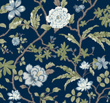 Courtyard Botanical Navy wallpaper pattern MX9652 with floral branches on a navy ground