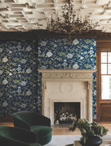 Courtyard Botanical Navy by Ronald Redding Wallpaper – York Designer Series MX9652