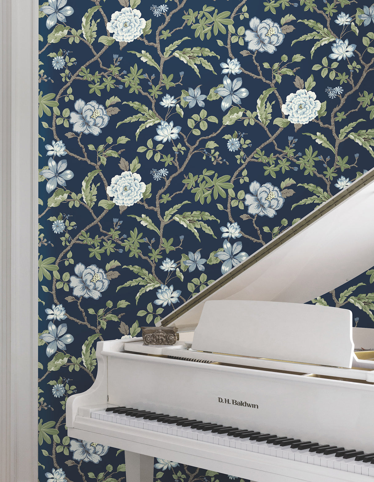 Courtyard Botanical Navy by Ronald Redding Wallpaper – York Designer Series MX9652