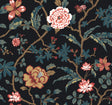 Courtyard Botanical Scarlet Wallpaper MX9656 by Ronald Redding, floral on ebony ground, 27 in x 27 ft roll