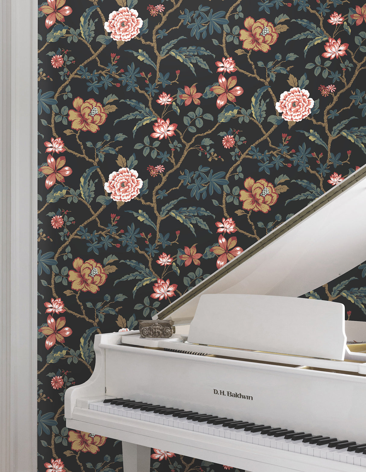 Courtyard Botanical Scarlet by Ronald Redding Botanical Wallpaper- York Designer Series MX9656