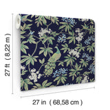 Peacock Estate Navy by Ronald Redding Wallpaper- York Designer Series MX9661