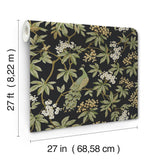 Peacock Estate Black by Ronald Redding Animals & Insects Wallpaper – York Designer Series MX9662