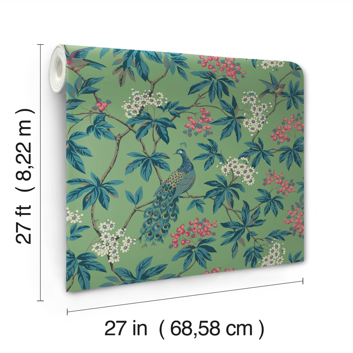 Peacock Estate Green by Ronald Redding Animals & Insects Wallpaper – York Designer Series MX9664
