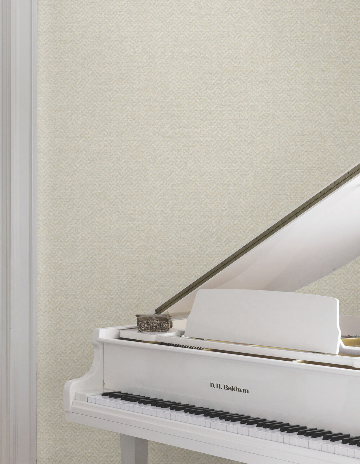 Regent Soft Grey by Ronald Redding Astoria Collection Transitional Raised Ink Chevron Herringbone Unpasted Non Woven Wallpaper - MX9674
