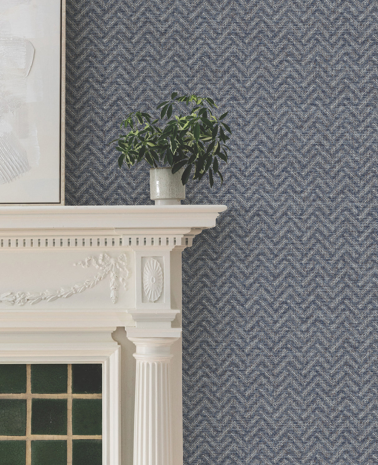 Regent Navy by Ronald Redding Chevron Wallpaper – York Designer Series MX9675