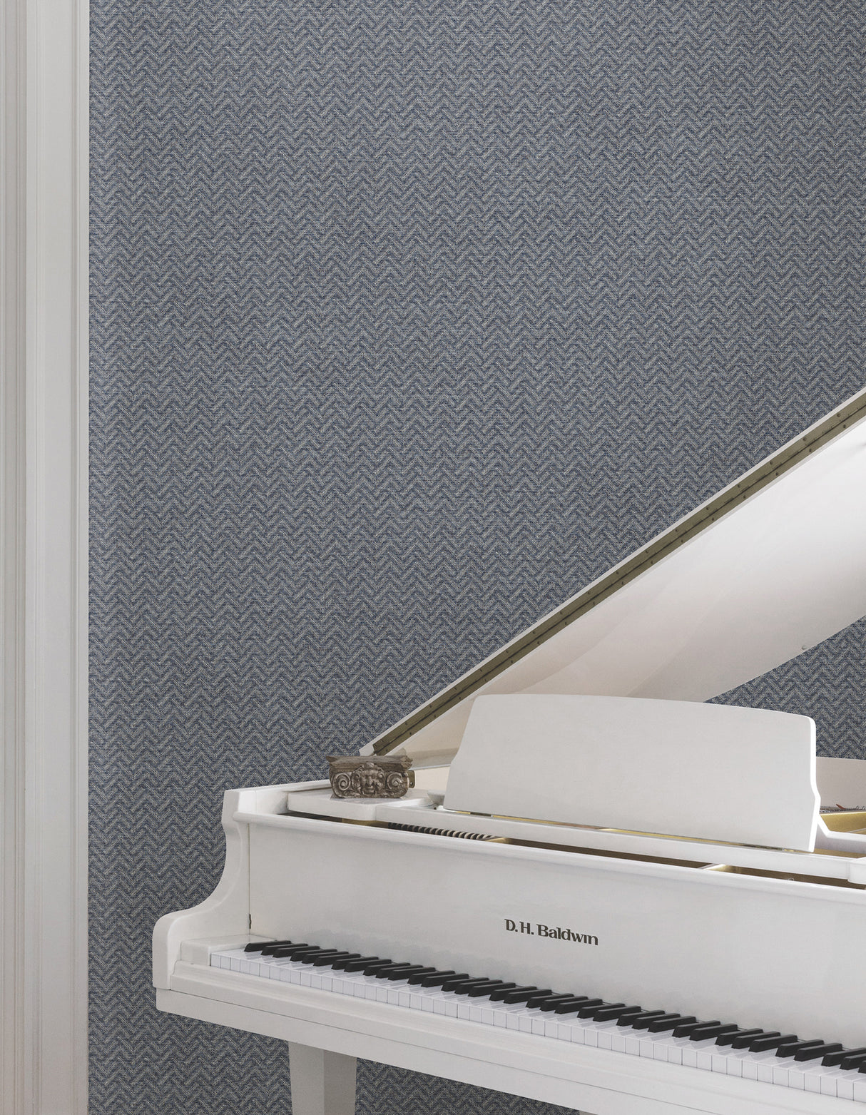 Regent Navy by Ronald Redding Chevron Wallpaper – York Designer Series MX9675