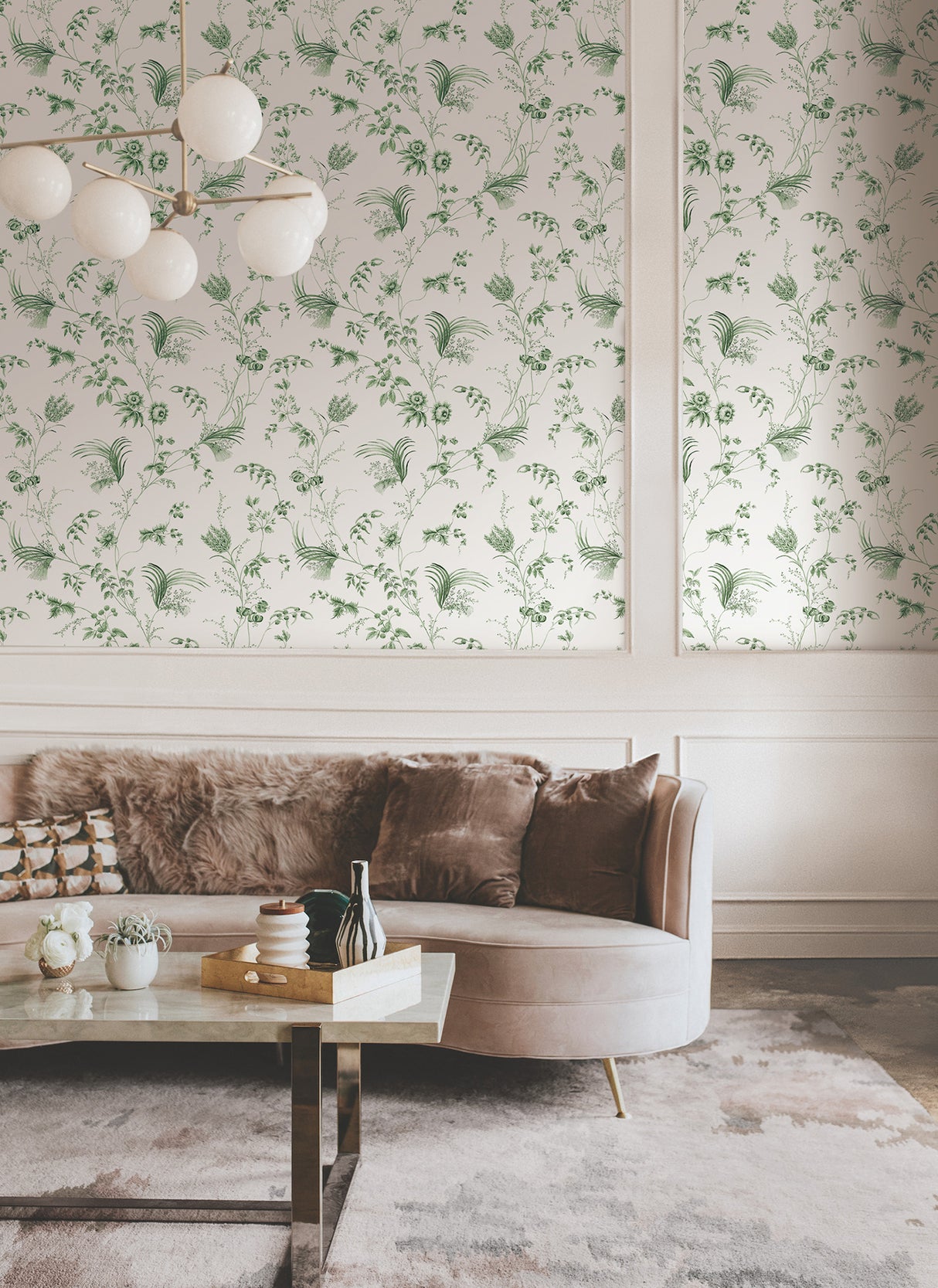 Floral Lace Green by Ronald Redding Non Woven Wallpaper- York Designer Series MX9680