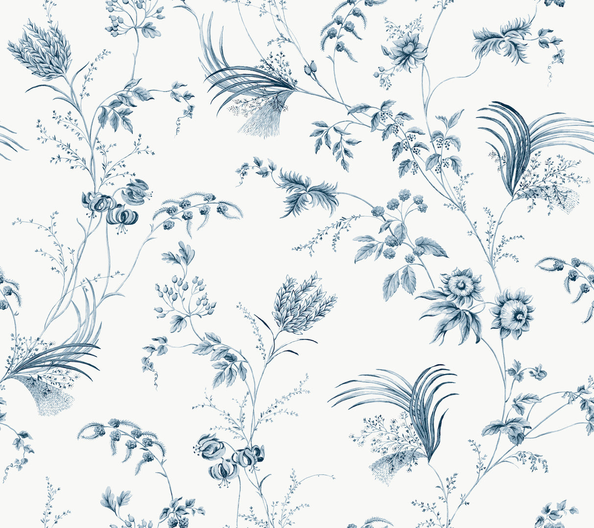 Floral Lace Navy Wallpaper by Ronald Redding