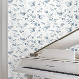 Floral Lace Navy by Ronald Redding Floral Wallpaper- York Designer Series MX9683