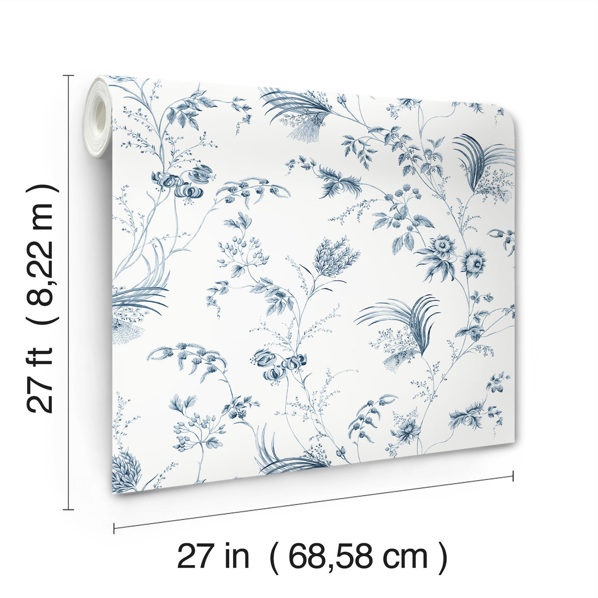Floral Lace Navy by Ronald Redding Floral Wallpaper- York Designer Series MX9683