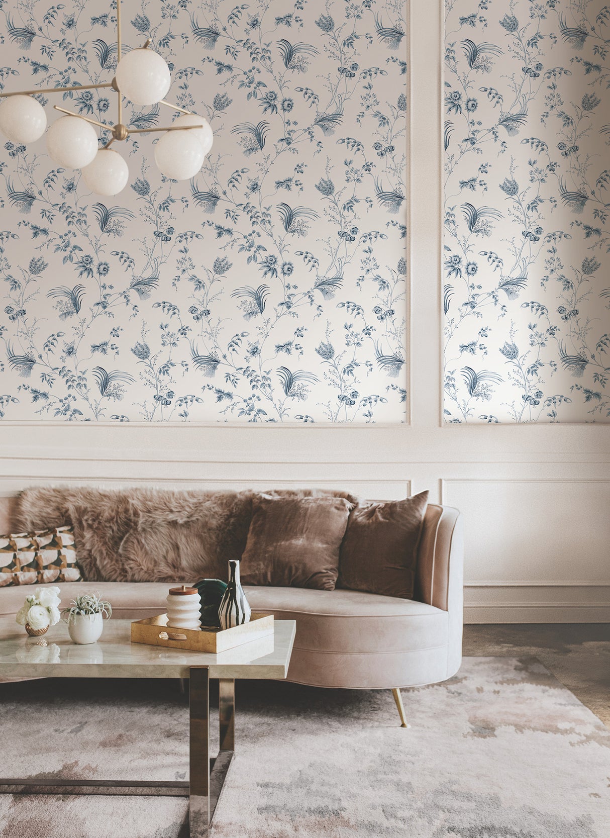 Floral Lace Navy by Ronald Redding Floral Wallpaper- York Designer Series MX9683
