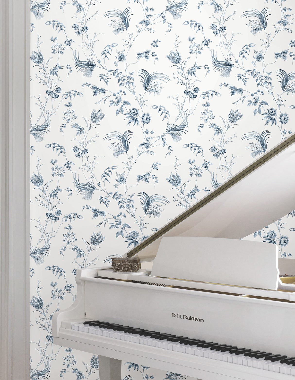 Floral Lace Navy by Ronald Redding Floral Wallpaper- York Designer Series MX9683