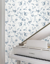 Floral Lace Navy by Ronald Redding Floral Wallpaper- York Designer Series MX9683