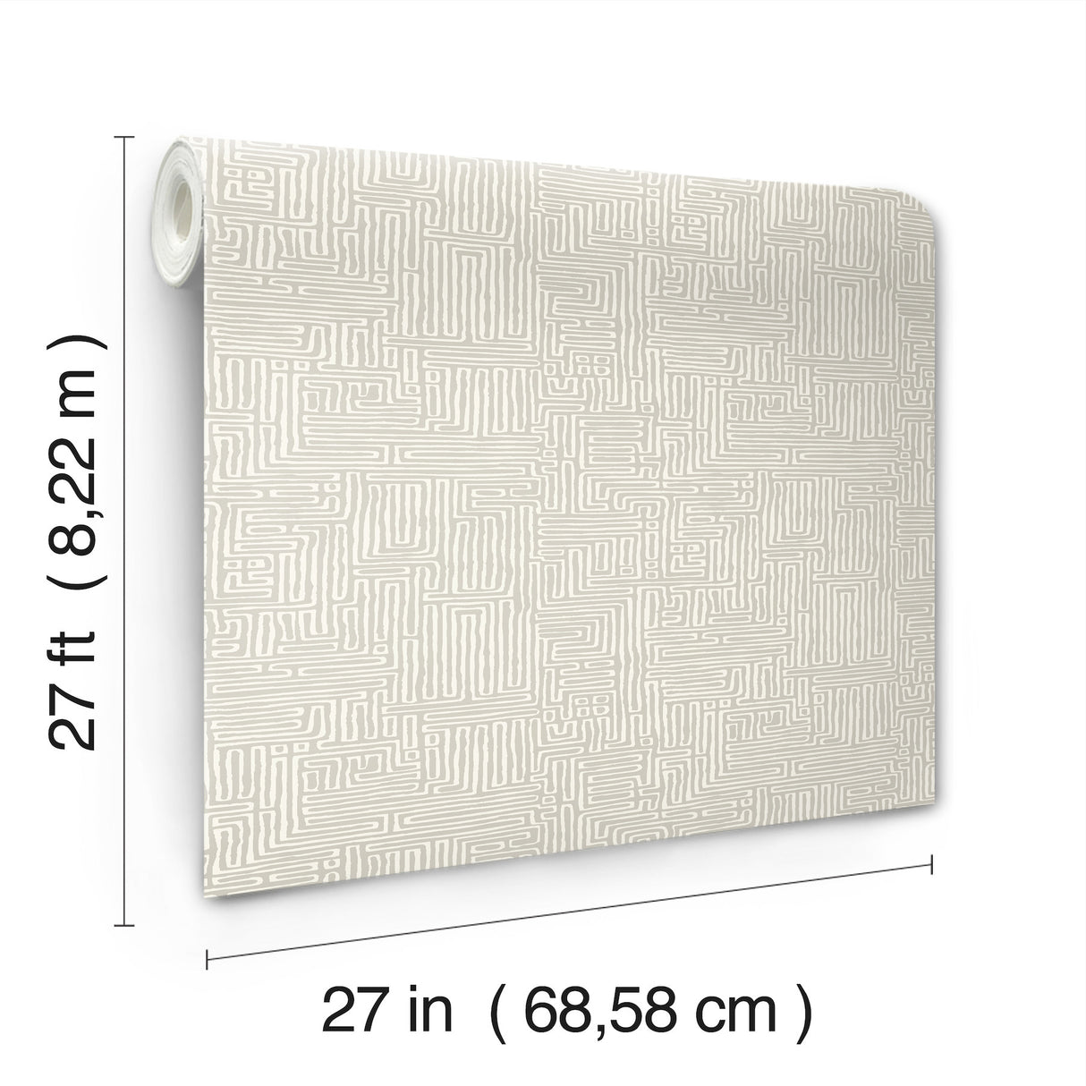 Passages Taupe by Ronald Redding Modern Geometric Maze Non Woven Wallpaper 27 in x 27 ft, About 60.8 Square Feet Coverage - MX9685