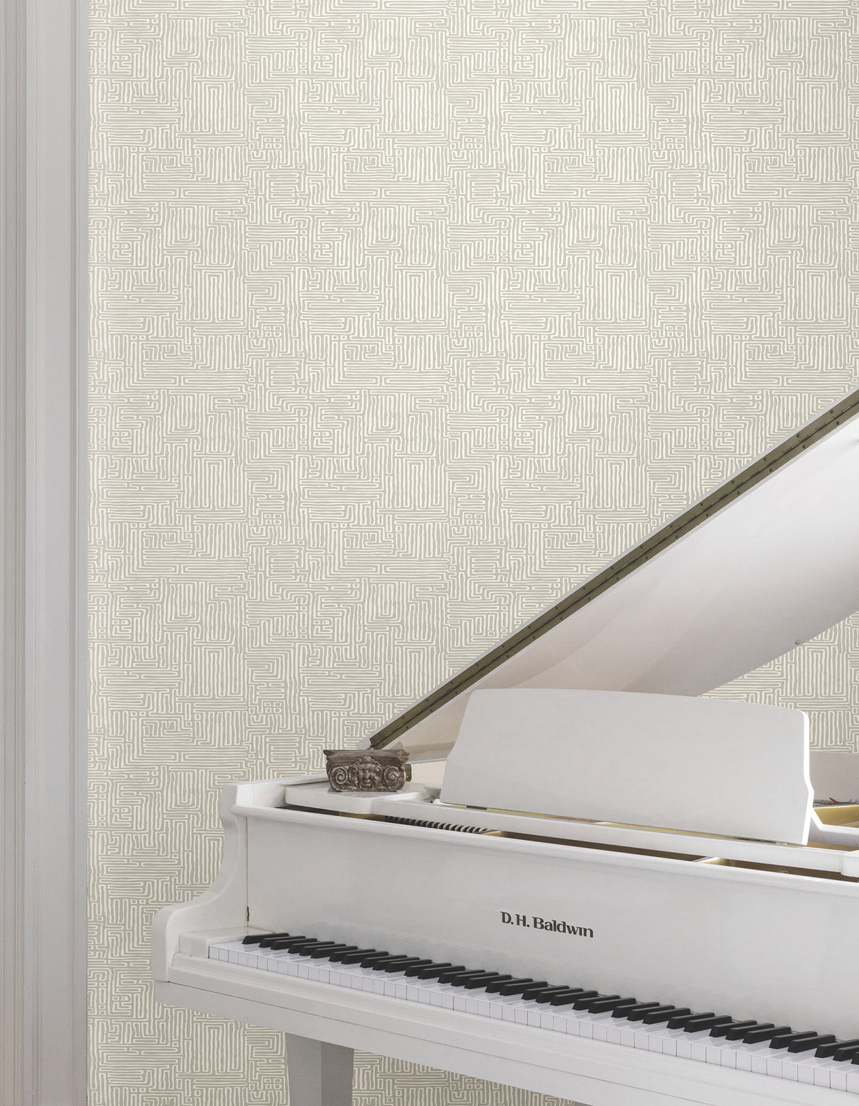 Passages Taupe by Ronald Redding Modern Geometric Maze Non Woven Wallpaper 27 in x 27 ft, About 60.8 Square Feet Coverage - MX9685