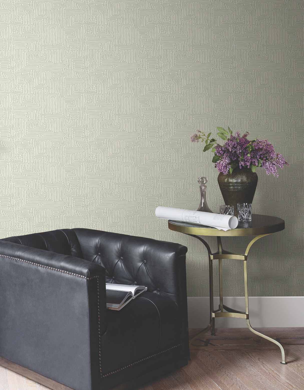 Passages Green by Ronald Redding Geometric Wallpaper- York Designer Series MX9688