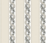 Abbey's Garland Black & White by Ronald Redding non woven wallpaper roll, 27 in x 27 ft
