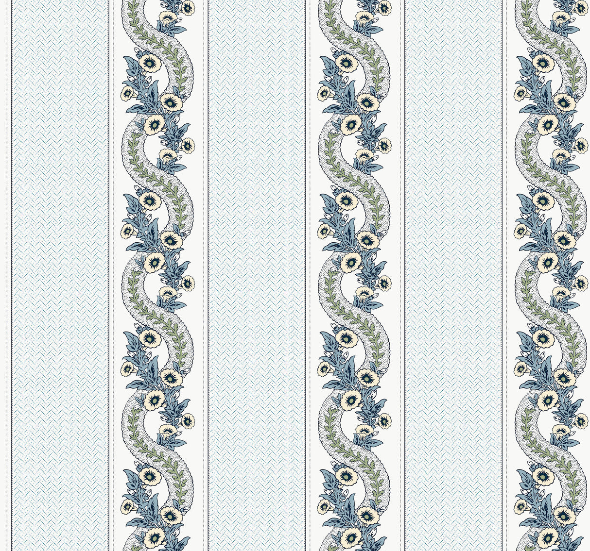 Abbey's Garland Aqua by Ronald Redding Non Woven Paste the Wall Traditional Floral Stripe Wallpaper - York Designer Series MX9692-Sample