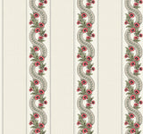 Abbey's Garland Red and Green by Ronald Redding Floral Stripe Wallpaper - York Designer Series MX9693-Sample