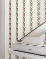 Abbey's Garland Red and Green by Ronald Redding Floral Stripe Wallpaper - York Designer Series MX9693-Sample